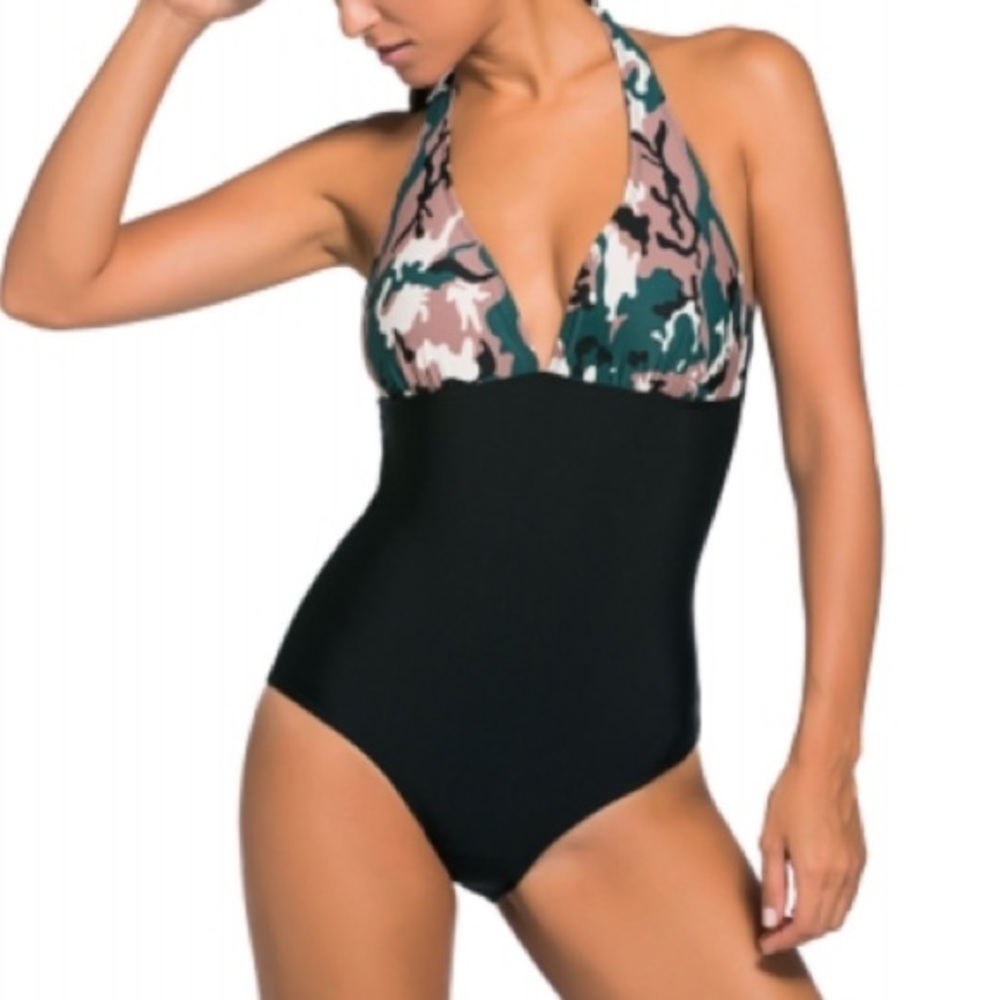 Dark Camouflage Black Onepiece